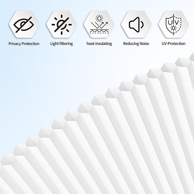 Myshade Arch Window Shades Half Circle Light Filtering Cellular Shades Cordless No Drill Blinds for Windows Half Moon Honeycomb Fabric No Tools Shades Easy Install (1PCS White 36" W X 18" H) - Image 6