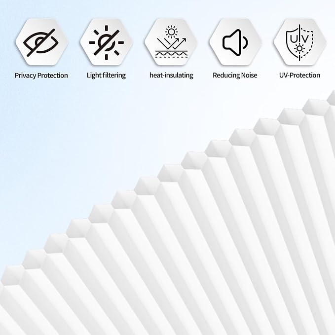 Myshade Arch Window Shades Half Circle Light Filtering Cellular Shades Cordless No Drill Blinds for Windows Half Moon Honeycomb Fabric No Tools Shades Easy Install (1PCS White 24" W X 12" H) - Image 6