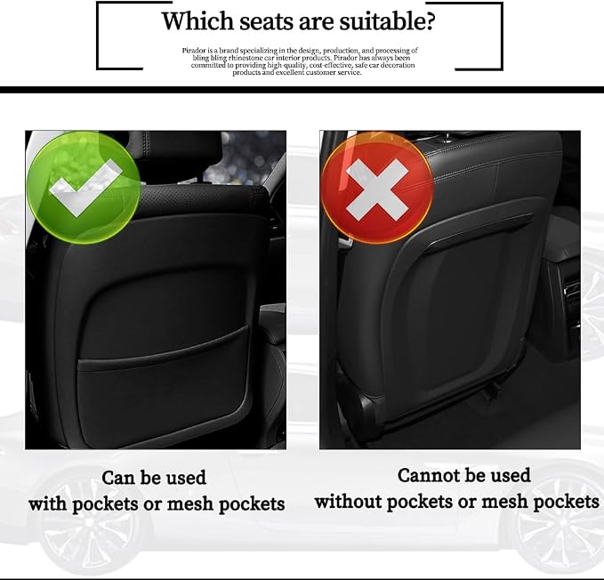 Car Seat Back Protectors with Crystal Rhinestones, Bling Bling Kick Mats Protector，Universal Fit Sparkling Diamond Automotive Interior Protectors for Girls Color 2Pcs - Image 4