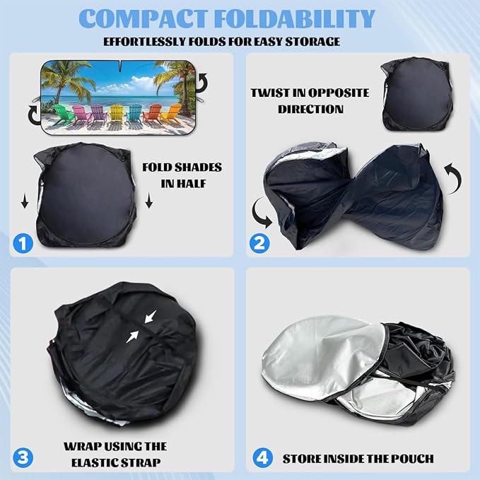 Tropical Car Windshield Sun Shade Sun Visor Protector, Universal Fit for Car, SUV, Truck, 59x31.5 Inch - Image 7