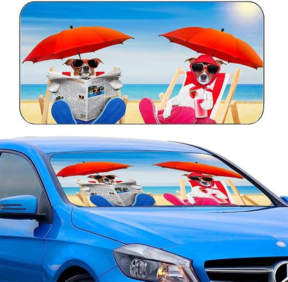 Car Windshield Sunshade, KANCOKIT Cartoon Pattern Auto Sun Shade Foldable for Front Window Sun Visor Protector UV Ray Reflector Keep Vehicle Cool Protect Kids Baby & Pets (59" x 33.5") (Umbrella) by Provideserviceforyorcar
