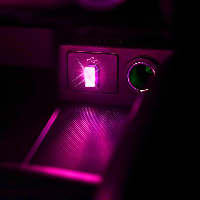 2 Pcs USB LED Car Interior Atmosphere Lamp, Night Light Led Decoration Light Ambient Lighting Kit Interior Led Lights, Portable Vehicle Ambient Lighting Kit for all Car Interior Accessorie Pink Purple - Image 4