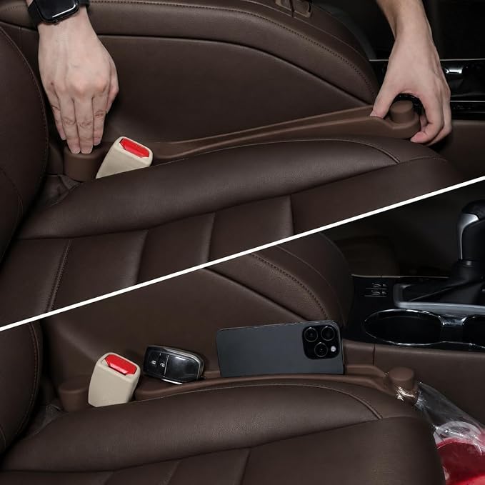 Givifive Car Seat Gap Filler Organizer 2Pack Soft Foam 3IN1 Multifunctional | Seat Side Gap Strip with Slot & Hook Universal Fit Car SUV Truck Fill The Gap Between Seat & Console (Narrow Dark brown) by Givifive