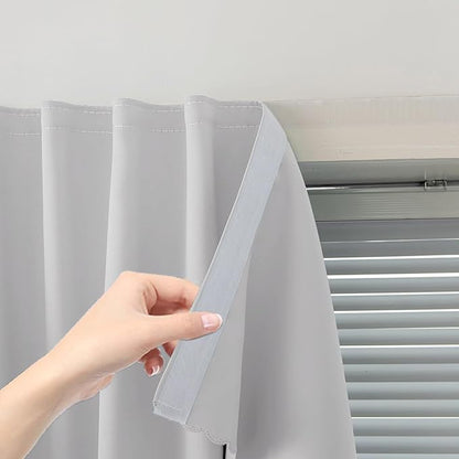 Blackout Curtains for Bedroom Sticky Curtain Blackout Window Cover Self Adhesive Curtains Rod No Drillng, 35" W X 71" L, Light Grey, 1 Panel by Sovtfides