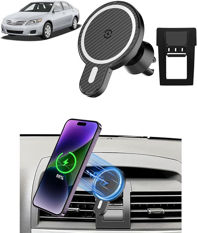 PZK Car Phone Mount for Toyota Camry 2007-2011 Accessories Custom Air Vent | Magnetic 15W Fast Wireless Charger Car Phone Holder with Magsafe 360° Rotation Hands-Free Cell Phone Cradles for iPhone by SpecificCarPhoneHolder