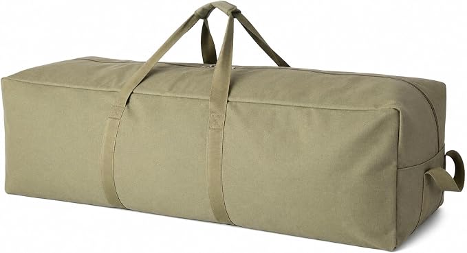 DoYiKe Extra Large Canvas Travel Duffle Bag,Military Tent Duffel Storage | Heavy Duty Gear Equipment Sports Camping Bag 150L Armygreen by DoYiKe