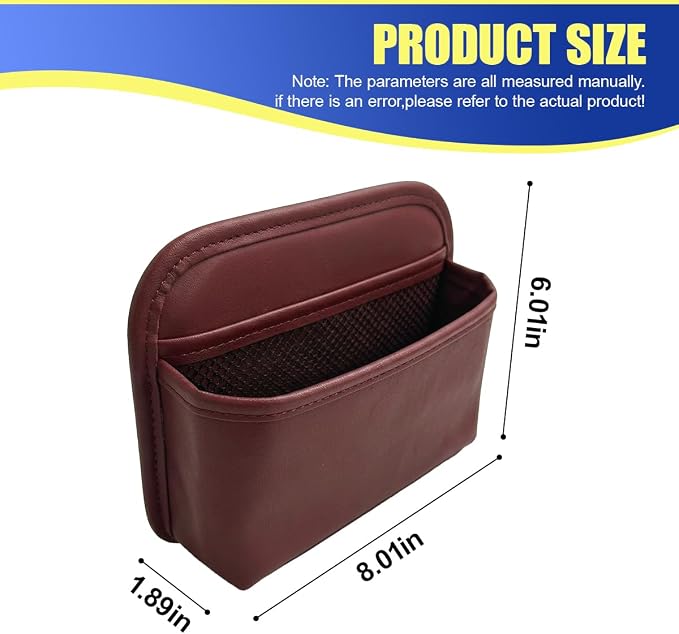 Car Seat Side Storage Bag, PU Leather Automotive Console Seat Gap Filler Organizer, Multifunctional Mini Vehicle Door Side Pouch for Phones, Keys, Wallets, Sunglasses (Red) - Image 2