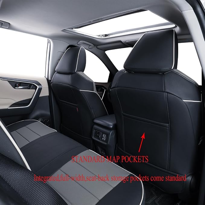 EKR Corolla Seat Cover Custom Fit for Toyota Corolla 2023 2024 2025 2026 Hybird SE&2023 2024 Hybird Nightshade, Leather Car Seat Cover Full Set-Faux Leather(Gray) - Image 6
