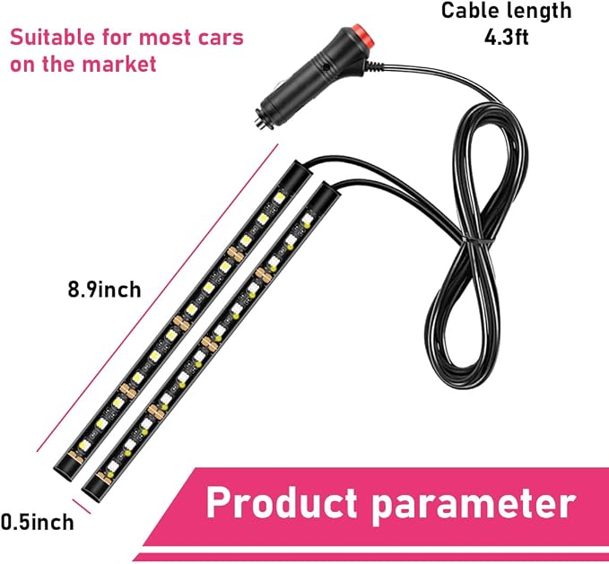 Car LED Strip Light, 24 LEDs RGB Neon Interior Atmosphere Lights, 12V Under Dash Ambient Night Light, Cigarette Lighter Auto Interior Decorative Lamp, Car Accessories (Blue) - Image 2