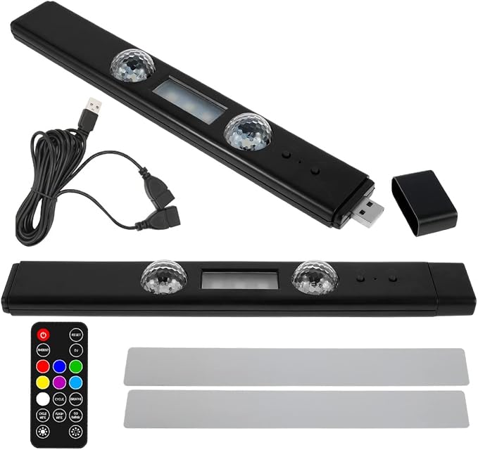 2PCS Car Interior Ambient Lights, Wireless Multicolor Car Strip Lights USB Rechargeable Multicolor RGB LED Strip Light Remote/Sound Control Car Star Ceiling Light with Music Sync by blackonvlm