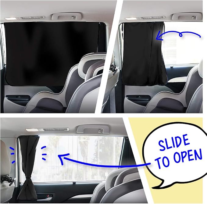 Car Side Window Sun Shade - Universal Reversible Magnetic Curtain for Baby and Kids with Sun Protection Block Damage from Direct Bright Sunlight, and Heat - 1 Piece of Solid Black - Image 3