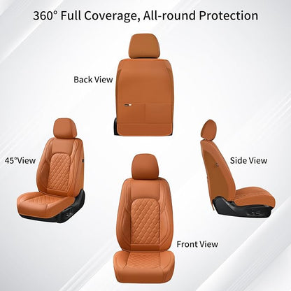 Huidasource Front Truck Seat Covers Fit for Ford F150 2015-2026&F250 F350 F450 2017-2026 All Cab XL XLT Lariat King Ranch Platinum, Waterproof Leather Automotive Car Seat Cover(Front Pair/Brown) - Image 7