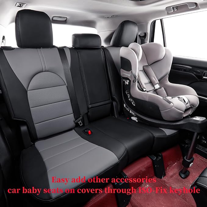 Full Set Car Seat Covers for Honda Odyssey 2018-2026,8-Seater,Faux Leather | for EX,EX-L,Elite,Touring,Sport,2nd Row 40/20/40 Split Seat,Luxury Waterproof Seat Protector,Fit Like A Glove(Black & Gray) - Image 6