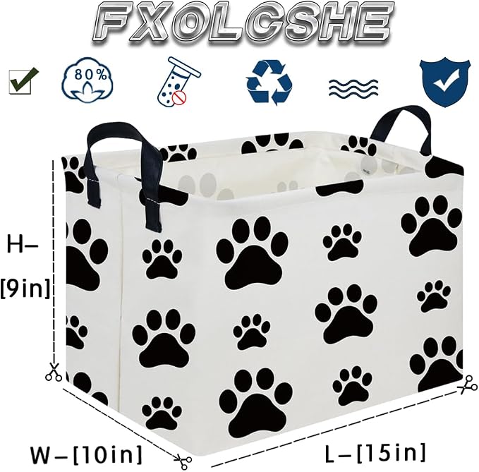 Rectangular Dog Basket,Nursery Hamper,Collapsible canvas kids toy storage box,Kids room storage basket,Pet decor(Dog paw) - Image 7