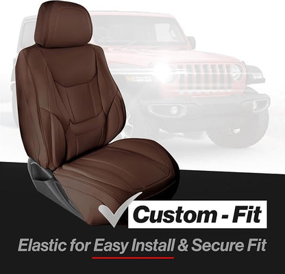 Coverland Custom SUV Car Seat Covers for 2020-2025 Subaru Outback | Premium Waterproof Faux Leather Non-Slip Memory Foam Airbag Compatible Custom Fit Interior Protector [Front Seat-Dark Brown] - Image 2