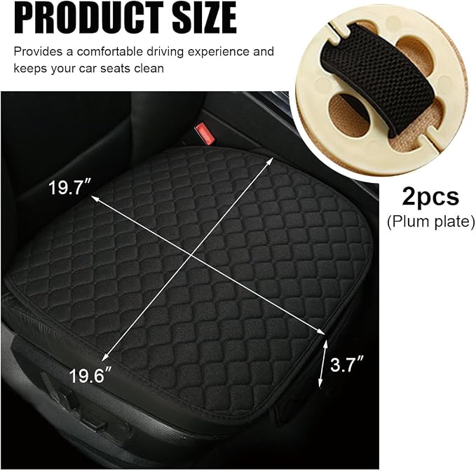 povtii Car Seat Bottom Cover Pad, Breathable Auto Front Seat Protector with Storage Pocket, Comfortable Seat Bottom Cushion Mat for Most Vehicle, Universal Interior Car Accessories (Black) - Image 2
