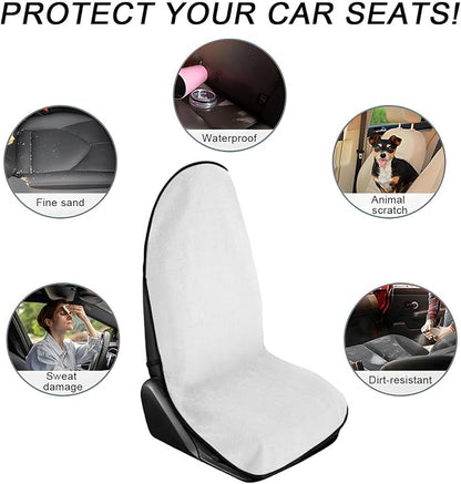 DXNQ Waterproof Car Towel Seat Cover, Sweating Non-Slip Premium Towel Carseat Cover Protector, Universal Soft Machine Washable Car Truck SUV Front Seat Cover for Gym Workout Beach Hiking (White) - Image 6