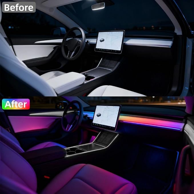 Acrylic Interior Car LED Lights with Remote and Wireless APP, Ambient Lighting Kits Fiber Optic Strip LEDs,16 Million Colors Music&DIY Function (1 in 1) - Image 2