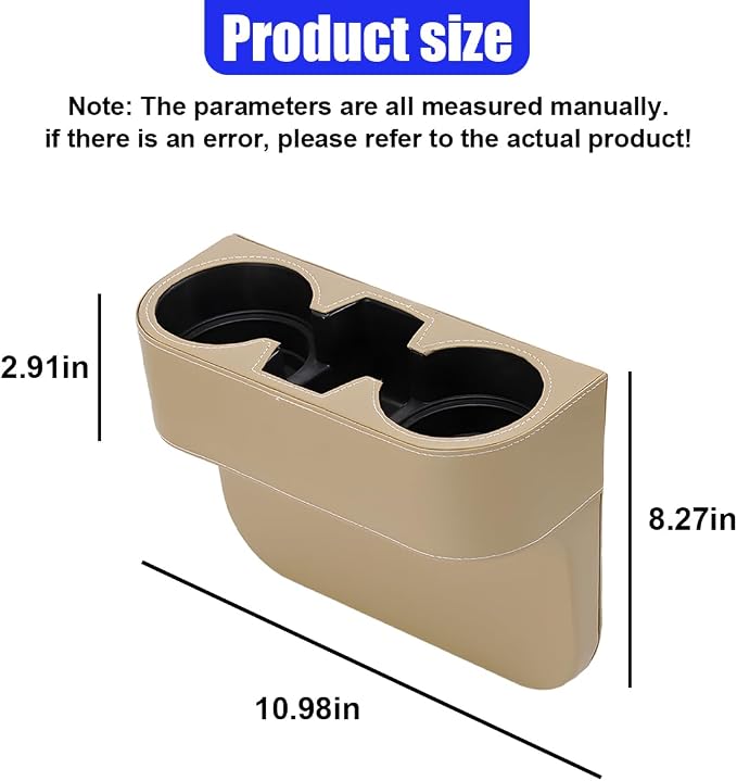 YoRise Car Cup Holder, PU Leather Automotive Cup Drink Holder, Car Seat Gap Filler Storage Box, Multifunctional Front Seat Organizer, Cell Mobile Phone Holder, Coin Bucket (Beige) - Image 2