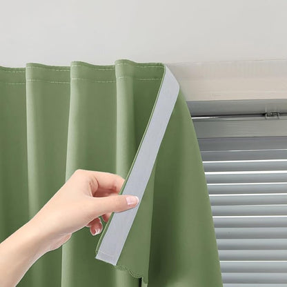 Portable Light Blocking Curtains Self-Stick Design, Removable Adhesive Window Shades for Apartment Office, 71" W x 84" L, Sage Green, 1 Panel by Sovtfides