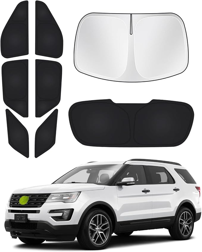 Canvcle Windshield Sun Shade for Ford Explorer 2020-2025 2026 Side Rear Window Shade Privacy Cover Window Sun Visor Blocker Keep Vehicle Cool Black 8PCS by Canvcle