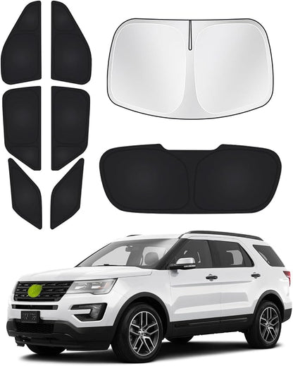 Canvcle Windshield Sun Shade for Ford Explorer 2020-2025 2026 Side Rear Window Shade Privacy Cover Window Sun Visor Blocker Keep Vehicle Cool Black 8PCS by Canvcle