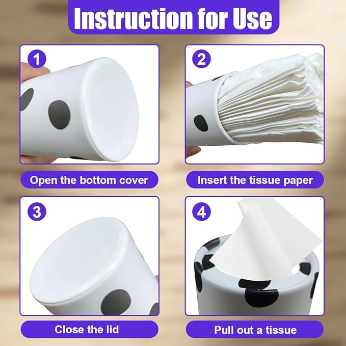 YoRise 4PCS Car Tissue Holder, Refillable Paper Napkin Holder, Portable Car Tissues Cylinder, Facial Tissue Box Travel Accessories, Tissues Boxes Container for Automotive Cup Holder (Dot) - Image 4