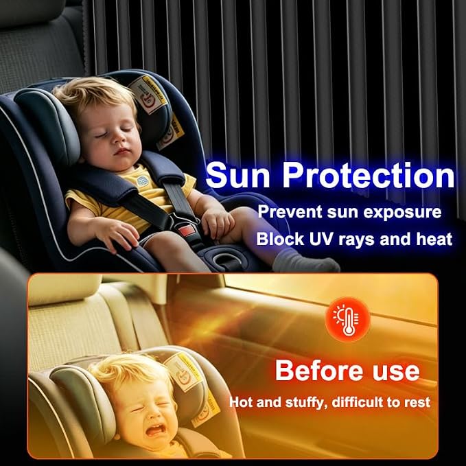 Magnetic Car Side Window Sun Shades for Breastfeeding, Taking a nap, Camping (Back Seat 2pcs) - Image 5