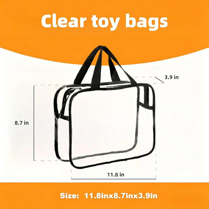 Clear Storage Bag with Zipper - Organizing Bag with Handles (6 Black,Small) | Perfect for Building Blocks, Puzzles, Books, Board Games, Portable Travel and Home Organizer - Image 2