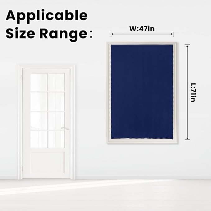 Self Adhesive Portable Blackout Curtains for Bedroom Easy to Install Window Thermal Lnsulated Kitchen Room Darkening Small Window Curtains, 47" W X 71" L, Navy Blue, 1 Panel - Image 7