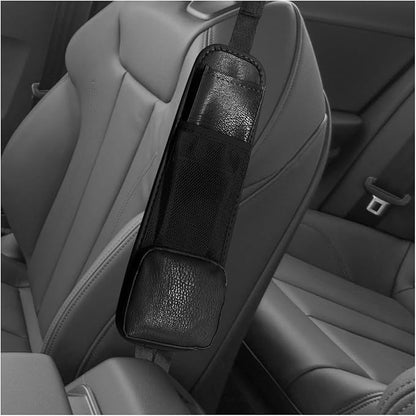 Leather Car Seat Side Organizer, Multi-Pocket Hanging Storage Bag, Front Seat Gap Holder for Phone Wallet Glasses, Universal Auto Accessories for SUV Truck RV (Black) by Unknown