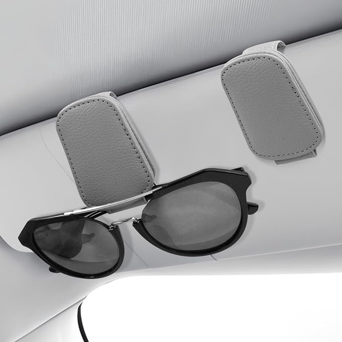 2-Pack Magnetic Sunglass Holder for Car Visor - Suede （Grey） | Premium Suede Wrapped, Aluminum Core, Magnetic Grip, Clip to Visor, Holds Eyewear/Cards, Fits Most Vehicles - Image 5
