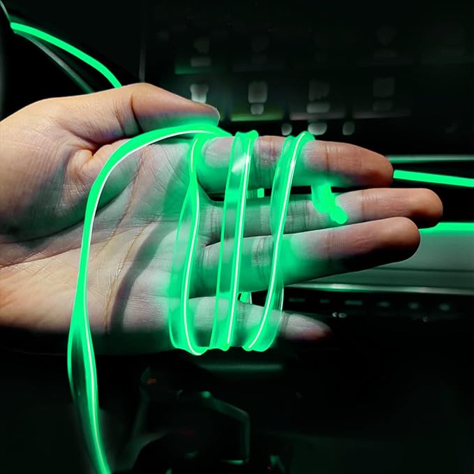 16FT EL Wire Strip Lights, USB Car Neon Trim, Sewing Edge, Ice Green | USB-powered operation, sewing-edge design, fuse protection, interior ambient lighting use, cut-to-length construction - Image 6