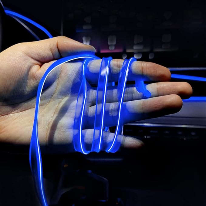 16FT EL Wire Strip Lights, USB Car Neon Trim, Sewing Edge, Blue | USB-powered operation, sewing-edge design, fuse protection, interior ambient lighting use, cut-to-length construction - Image 6