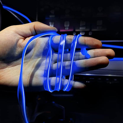 16FT EL Wire Strip Lights, USB Car Neon Trim, Sewing Edge, Blue | USB-powered operation, sewing-edge design, fuse protection, interior ambient lighting use, cut-to-length construction - Image 6