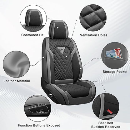 Fit for Toyota Sienna Limited Seat Covers 2014-2026, Nappa Leather, 360° Full Protection, Thick Padding & Memory Foam, Waterproof & Stain-Resistant Car Seat Cover (Standard 2 Seats,Gray&Black) - Image 6