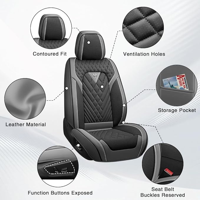Fit for Toyota Corolla Cross Seat Covers 2022-2026,Premium Leather, 360° Full Protection, Thick Padding & Memory Foam, Waterproof & Stain-Resistant Car Seat Cover Full Set (5 Seat,Gray&Black) - Image 6