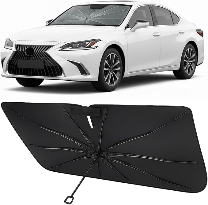 Proadsy Custom Fit Windshield Sun Shade Umbrella for 2019-2025 Lexus ES | Advanced Ice Crystal Material, -54°F Cooler, Zero-Gap Sunblock, Instant Setup & Foldable Design for Summer Parking, Daily Use by Proadsy