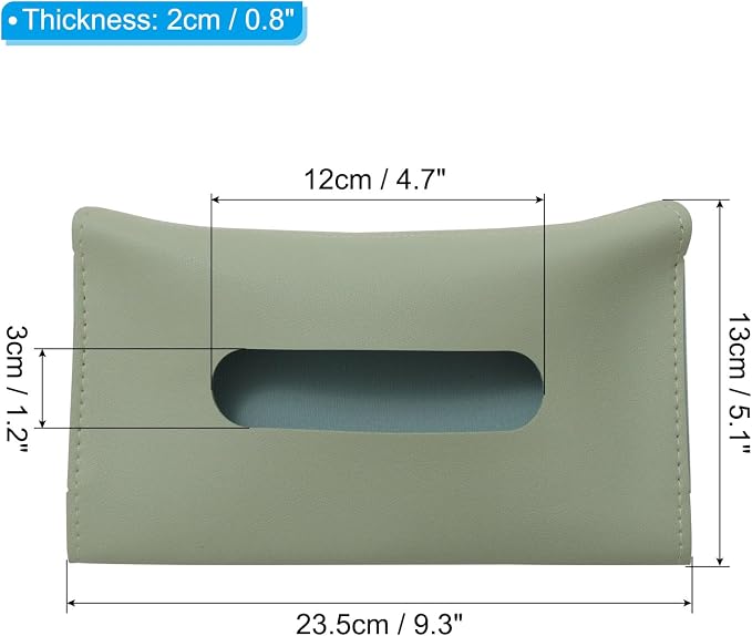 PATIKIL Car Tissue Holder, PU Leather Rectangle Napkin Paper Towel Dispenser Box Case with Elastic Strap for Car Sun Visor Seat, Green - Image 2