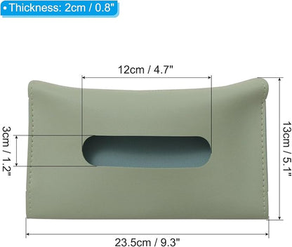 PATIKIL Car Tissue Holder, PU Leather Rectangle Napkin Paper Towel Dispenser Box Case with Elastic Strap for Car Sun Visor Seat, Green - Image 2