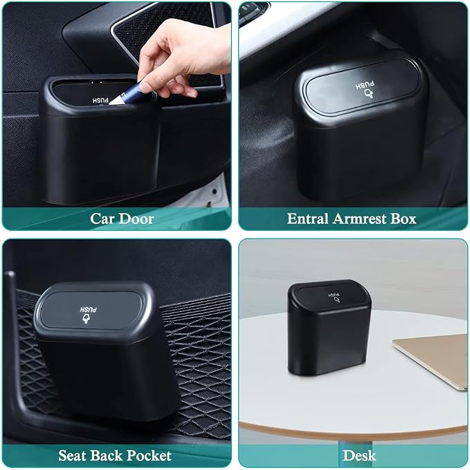 Accmor Car Trash Can with Lid, Mini Auto Dustbin Garbage Organizer with 30 Pcs Plastic Trash Bag, Automotive Garbage Container Bin for Vehicle, Home, Office - Image 7