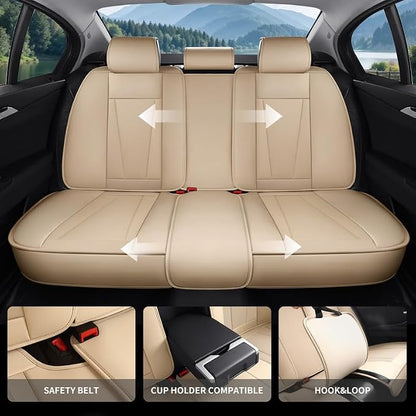Car Seat Covers Full Set Custom Fit for Honda Ridgeline 2005-2026 , Beige | Premium Faux Leather, Waterproof, Anti-Slip, Airbag Compatible, Breathable, Car Seat Protectors, 2 Rows 5 Seats - Image 4