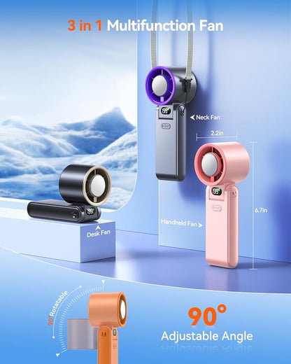 Portable Handheld Fan with Ice Cooler, 199 Speed Personal Fan,5500mAh Rechargeable,20H Cooling Time,20000 RPM Powerful Motor, Summer Essential for Travel/Outdoor/Office, Orange - Image 6