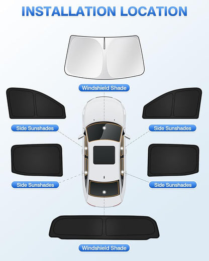 Canvcle Sunshades for Chevrolet/Chevy Silverado EV & GMC Sierra EV 2024 2025 2026 Accessories Windshield Sun Shade Side Rear Window Shade Cover Sun Visor Shield Privacy Keep Vehicle Cool Black 6PCS - Image 5