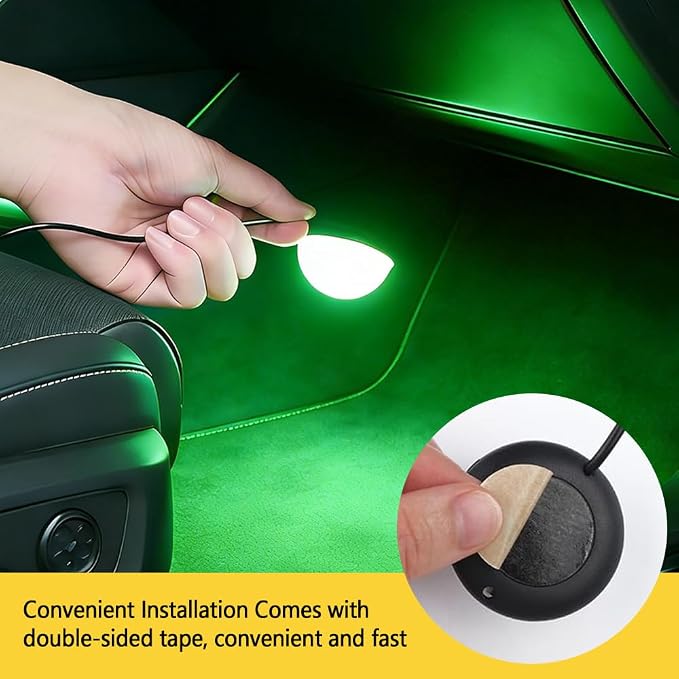 Car Interior LED Lights, Ambient Lighting Car Interior, Automotive Ambient Neon Light Kit with USB Port, Auto Accessories 4 in 1 Automotive Decoration Lighting for RV, Truck, Sedan (Green) - Image 5