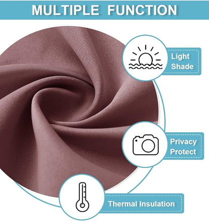 RYB HOME Short Blackout Curtains for Small Window Kitchen Bathroom Cafe RV | Sunmmer Heat Light Blocking, Privacy, Energy Saving, For Sunroom Laundry Room Stair Window, W52 x L36, Dusty Rose, 2 Panels - Image 5