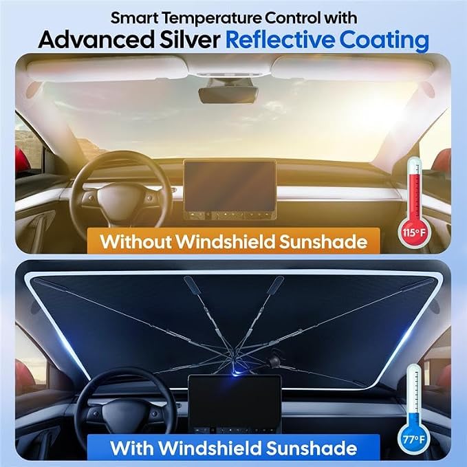 EcoNour Windshield Sunshade & Window Tint for Ford Fusion 2013 2014 2015 2016 2017 2019 2020 2021 | Front Windshield Sun Shade UV Heat Blocker | Foldable Car Sun Visor Interior Accessories - Image 7