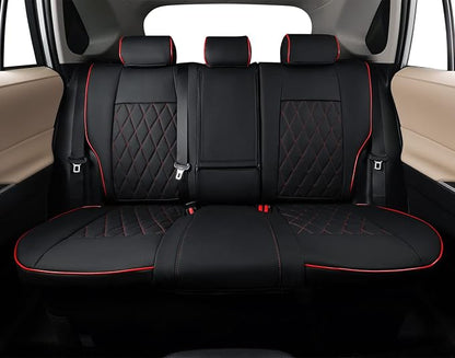 EKR Corolla Seat Cover Custom Fit for Toyota Corolla 2023 2024 2025 2026 LE, Leather Car Seat Cover Full Set-Faux Leather (Black with Red Trim) - Image 3