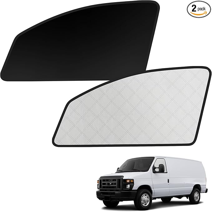 2 Pcs Magnetic Side Window Sun Shade for Ford E-Series 92-26 | Fits E150 E250 E350 E450 Econoline Van RV, Easy Magnetic Install, Blackout Privacy Cover for Van Life, Insulated by Federedevo