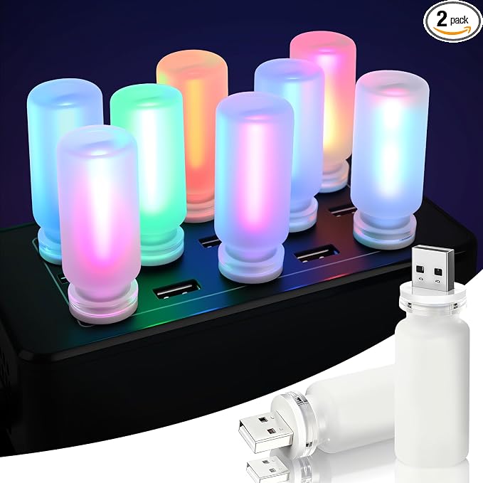 2 PCS USB Interior Car Lights, Touch Control 7 Color 13 Modes Plug-in Retro LED Ambient Dynamic Night Lights for Car Camping Holiday Decoration Bedroom (Multicolor) by Kairiyard